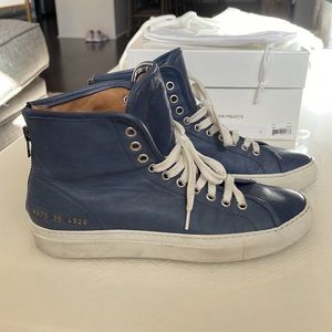 Common projects high-tops navy leather sz 36